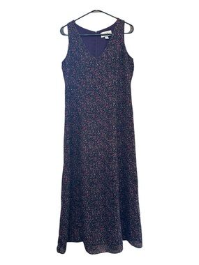 Vintage 90’s/Y2 Sleeveless V-Neck Maxi Dress with Pink & Light Blue Flowers 6